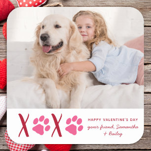 Valentines Day XOXO Cute Kids Classroom Dog Photo Square Sticker