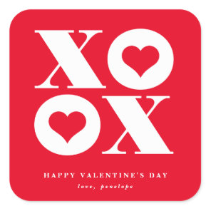 valentine's day xoxo heart square sticker