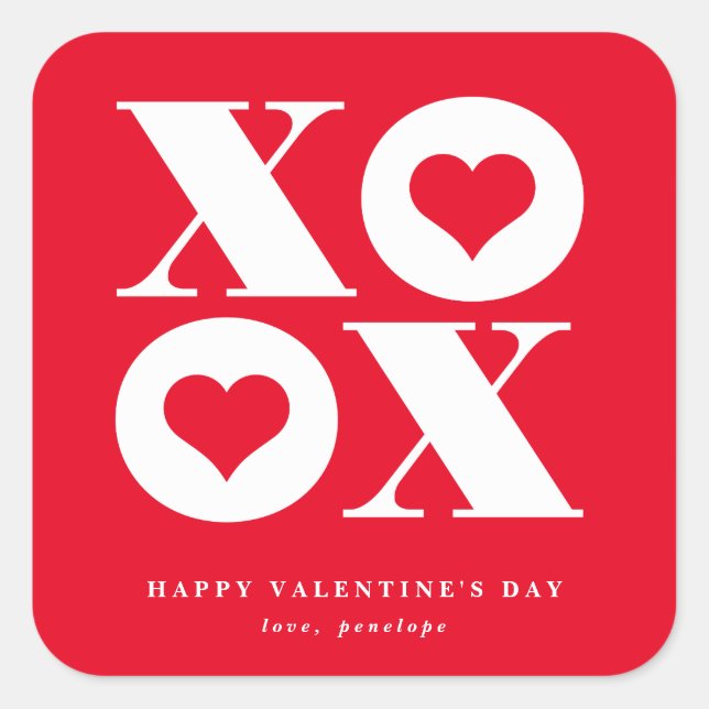 valentine's day xoxo heart square sticker (Front)