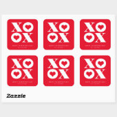 valentine's day xoxo heart square sticker (Sheet)