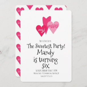 Valentines Day XOXO Hugs Kisses Heart Party Invitation