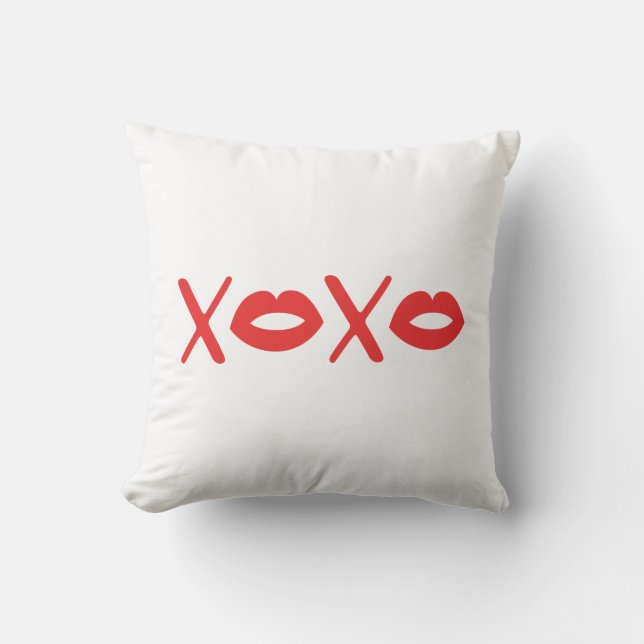 Valentine's Day XOXO Lips Throw Pillow (Front)