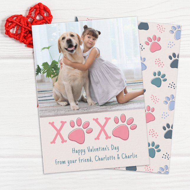 Valentines Day XOXO Pet Dog Photo Classroom Kids  Note Card (Creator Uploaded)