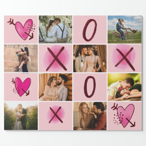 Valentines Day XOXO Photo Collage Wrapping Paper