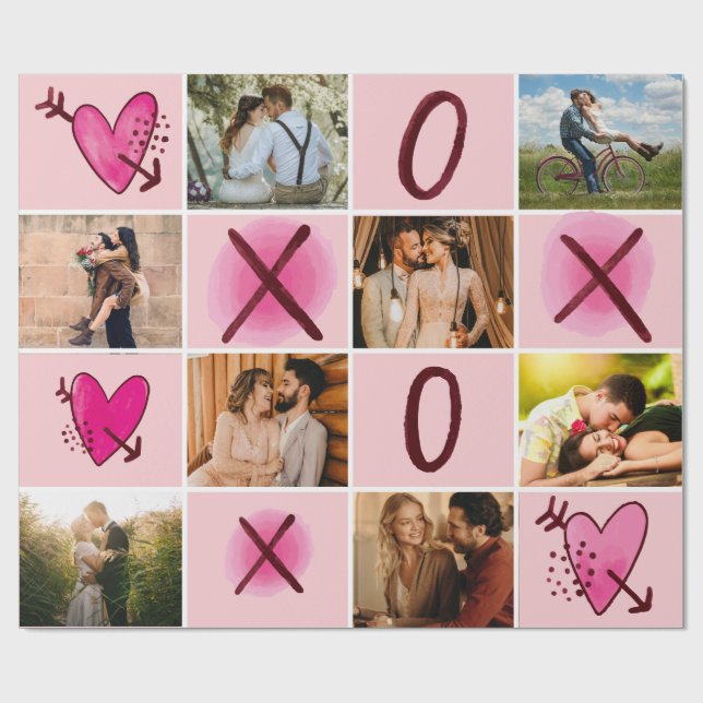 Valentine's Day XOXO Photo Collage Wrapping Paper (Flat)