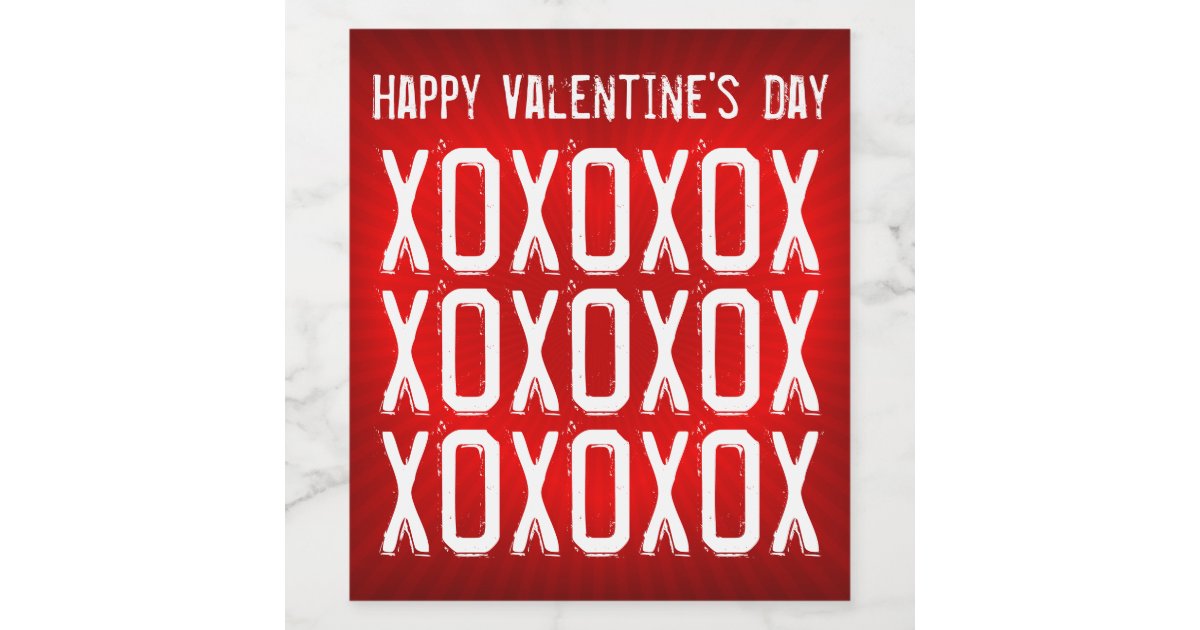 Valentine's Day XOXOXOX Wine Label | Zazzle.com