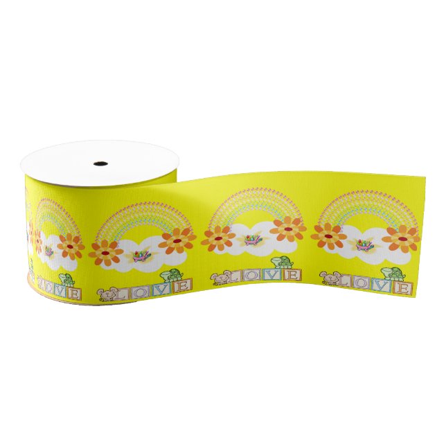 Valentine's Day Yellow Turtle Rainbow Ribbon (Spool)