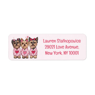 Valentines Day Yorkie Dogs Label