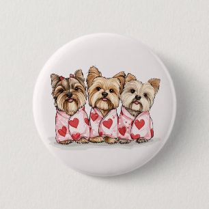 Valentines Day Yorkshire Terrier Dogs Button