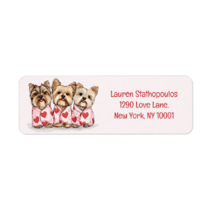 Valentines Day Yorkshire Terrier Dogs Label