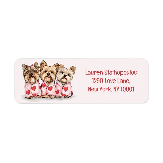 Valentines Day Yorkshire Terrier Dogs Label (Front)