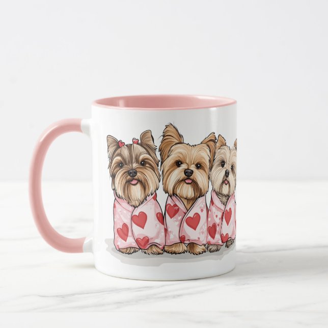 Valentines Day Yorkshire Terrier Dogs Mug (Left)