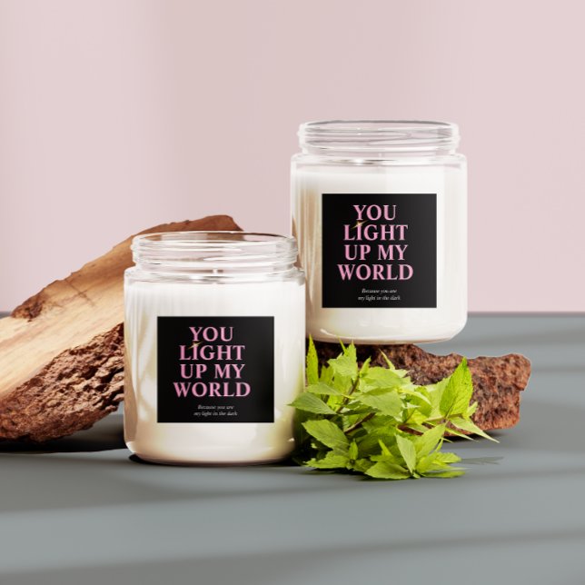 Valentine's Day You Light Up My World Love Quote Scented Candle (Valentine's Day You Light Up My World Love Quote Scented Candle)