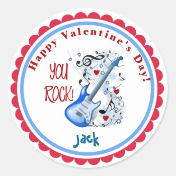 Valentine's Day You Rock Guitar Stickers by ThreeFoursDesign at Zazzle
