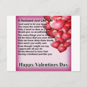 Valentines Design  husband poem Holiday Postcard