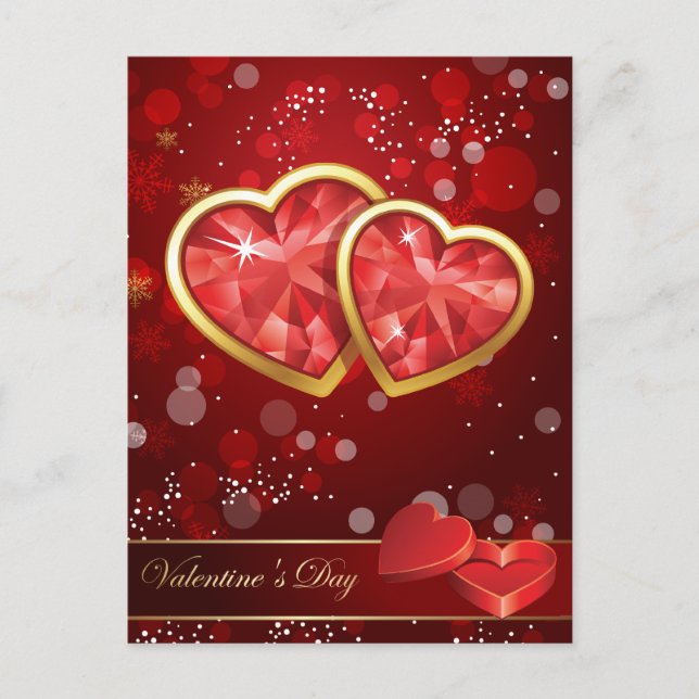 Valentines Diamond Heart Holiday Postcard (Front)