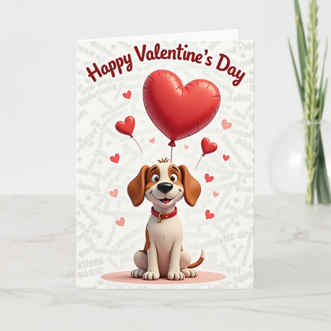 Valentines Dog Heart Happy Card (Front)