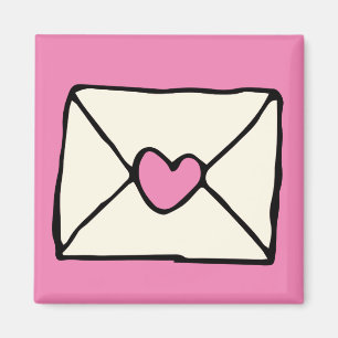 Valentines Doodles Pink Heart Love Note Clip Art Magnet