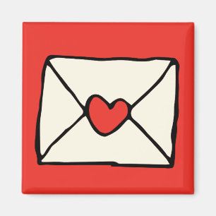 Valentines Doodles Red Heart Love Note Clip Art Magnet