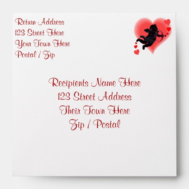 Valentine's Envelopes Personalized Cupid Envelopes (Front)