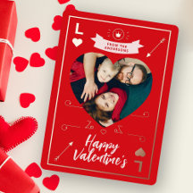 Valentine's Family Photo Heart and Love Red Pink