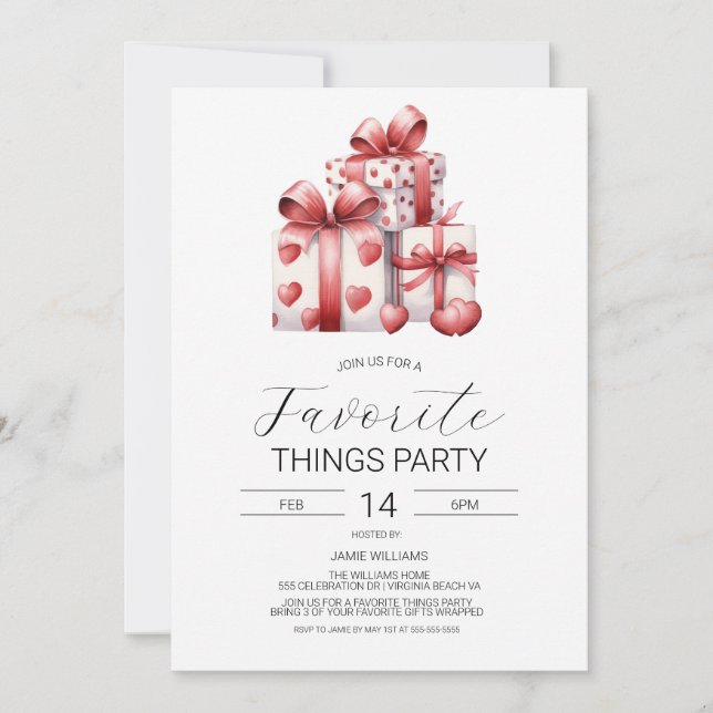 Valentine's Favorite Things Invitation, Galentines Invitation (Front)