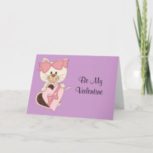Valentine's Female Kitty with Chocolates Holiday Card