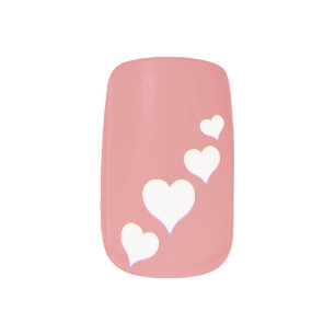 Valentine's Fingernails Pink Hearts Nail Art Decal