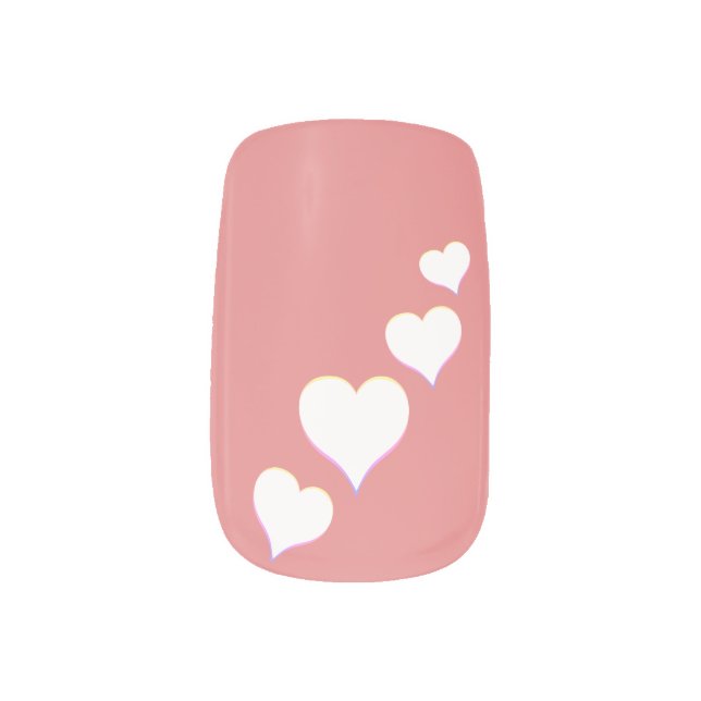 Valentine's Fingernails Pink Hearts Nail Art Decal (Left Thumb)