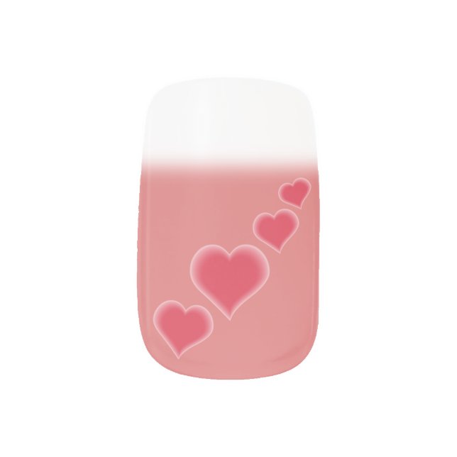 Valentine's Fingernails Pink Hearts Nail Art Decal (Left Thumb)