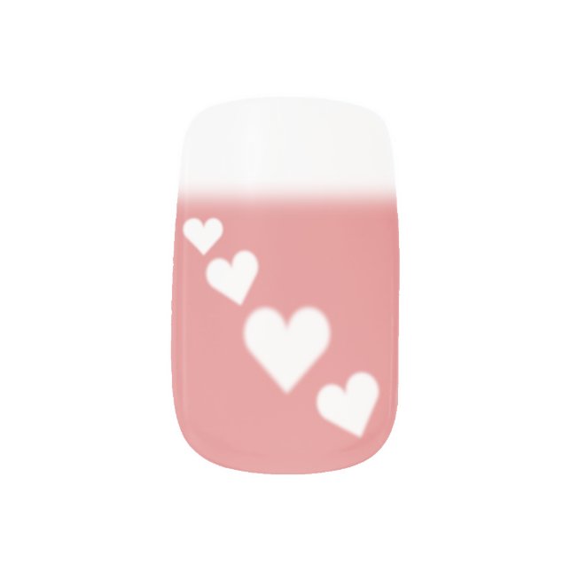 Valentine's Fingernails Pink Hearts Nail Art Decal (Right Thumb)