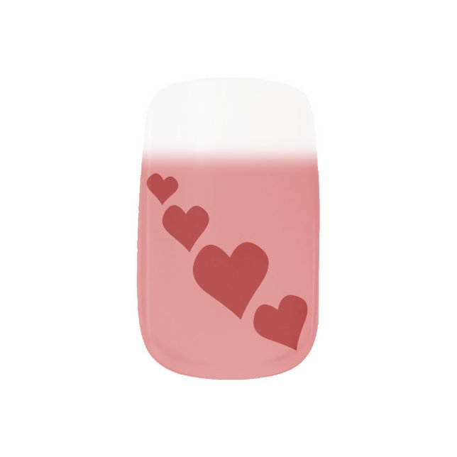 Valentine's Fingernails Red Hearts Nail Art Decal (Right Thumb)
