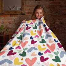Valentine's Fleece Blanket With Fun Hearts Pattern