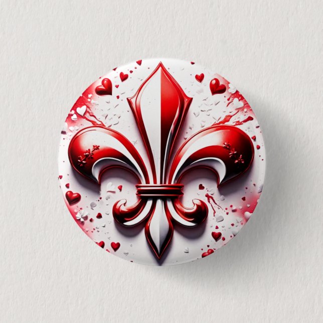 Valentine's Fleur De Lis Button (Front)