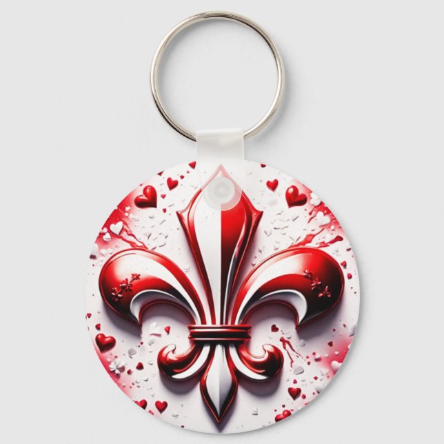 Valentine's Fleur De Lis Keychain (Front)