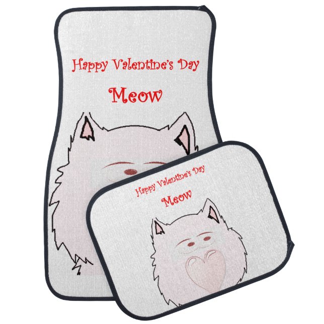 Valentines floor car mats Meow Cats (Set)