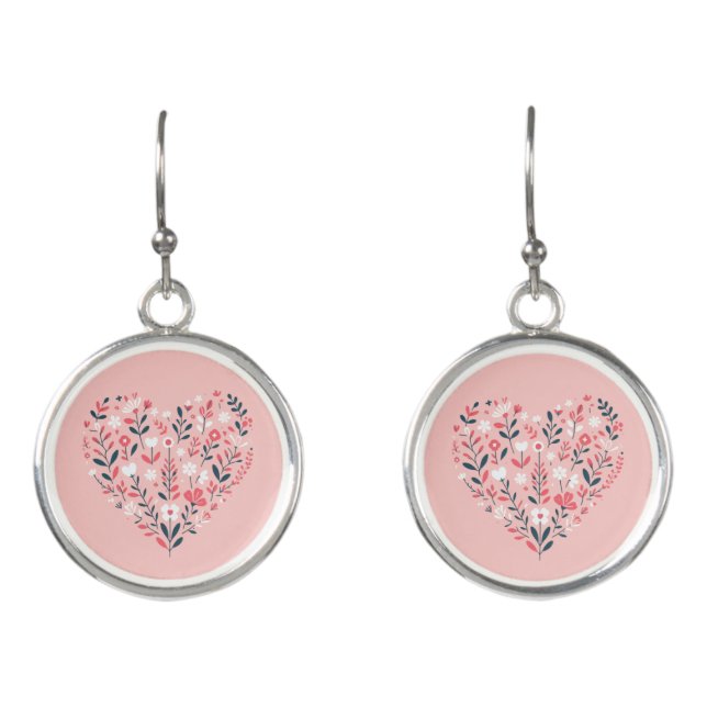Valentine's Floral heart Earrings (Front)