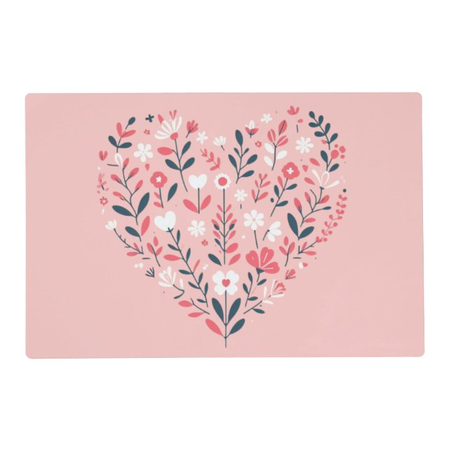 Valentine's Floral heart Placemat (Front)