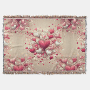 Valentine's Floral heart Throw Blanket