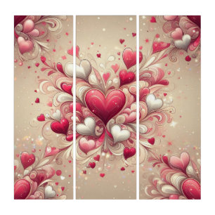 Valentine's Floral heart Triptych