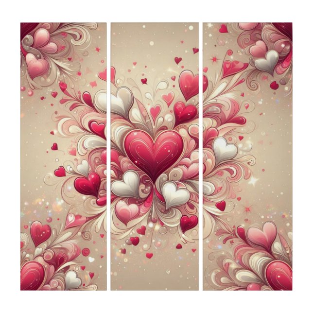 Valentine's Floral heart Triptych (Front)