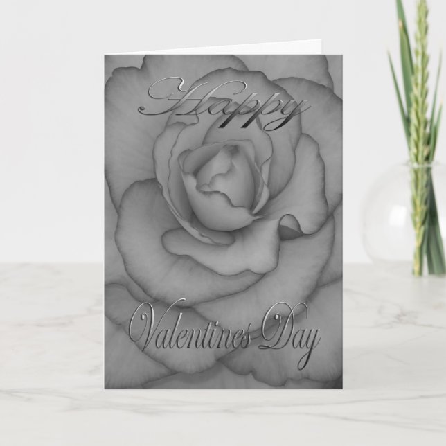 Valentines Flower black and white Holiday Card (Front)