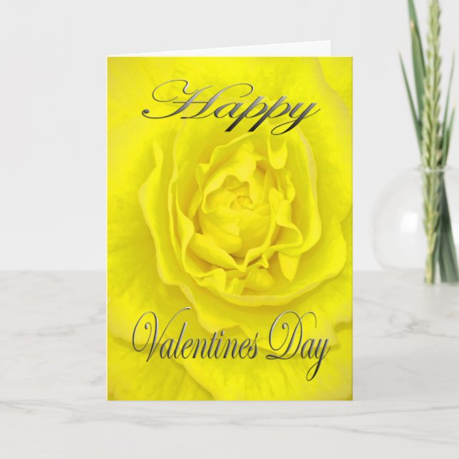 Valentines Flower in Yellow Holiday Card (Front)