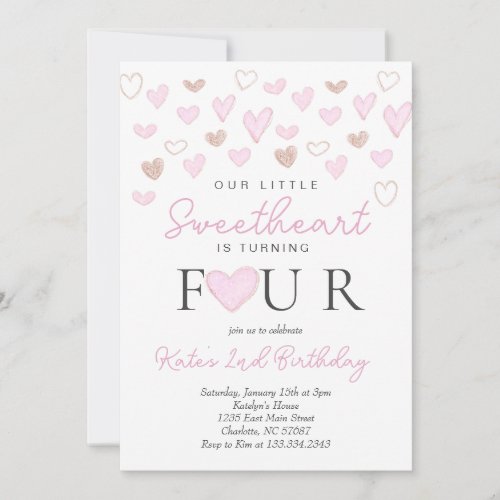 Valentine's Fourth birthday invitation