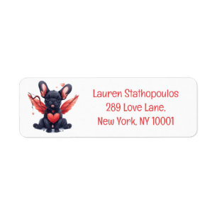 Valentines French Bulldog Cupid Label