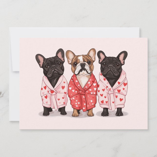 Valentines French Bulldog Holiday Card (Front)