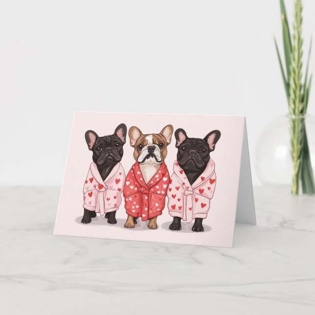 Valentines French Bulldog Holiday Card (Front)