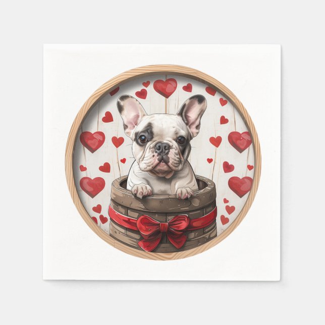 Valentines French Bulldog Napkins (Front)