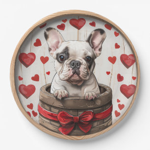 Valentines French Bulldog Paper Plates