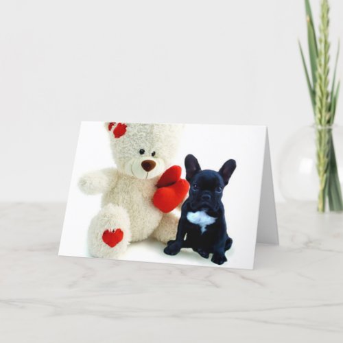 Valentines French Bulldog puppy Greeting Card